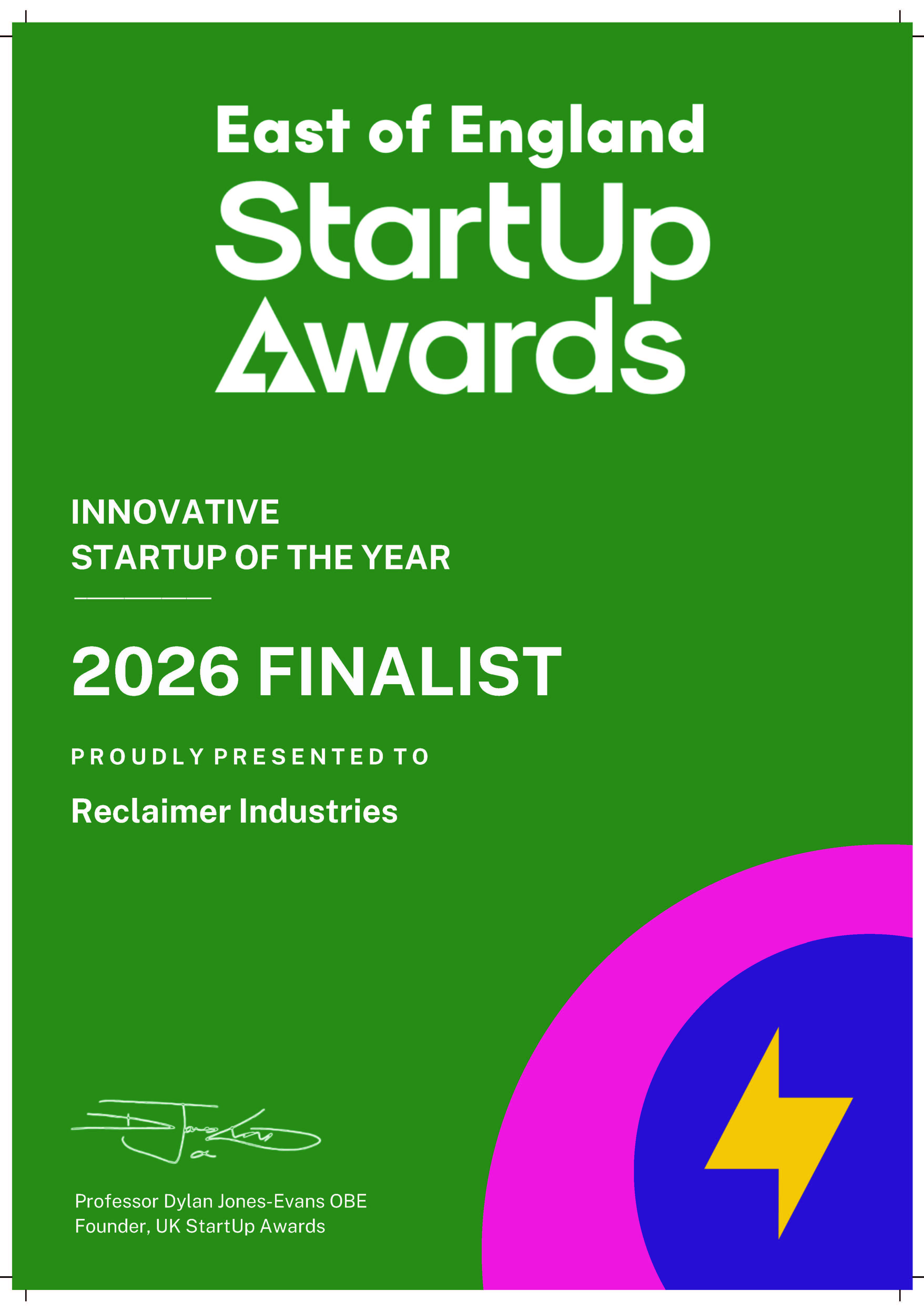 UK Startup Awards 2026 Finalist — Innovative Startup of the Year, East of England